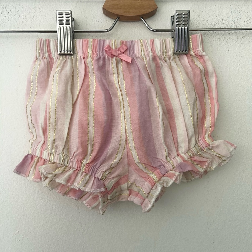 Juicy Couture Baby Girl 6-9 Months Pink and Gold Striped Pull On Shorts
